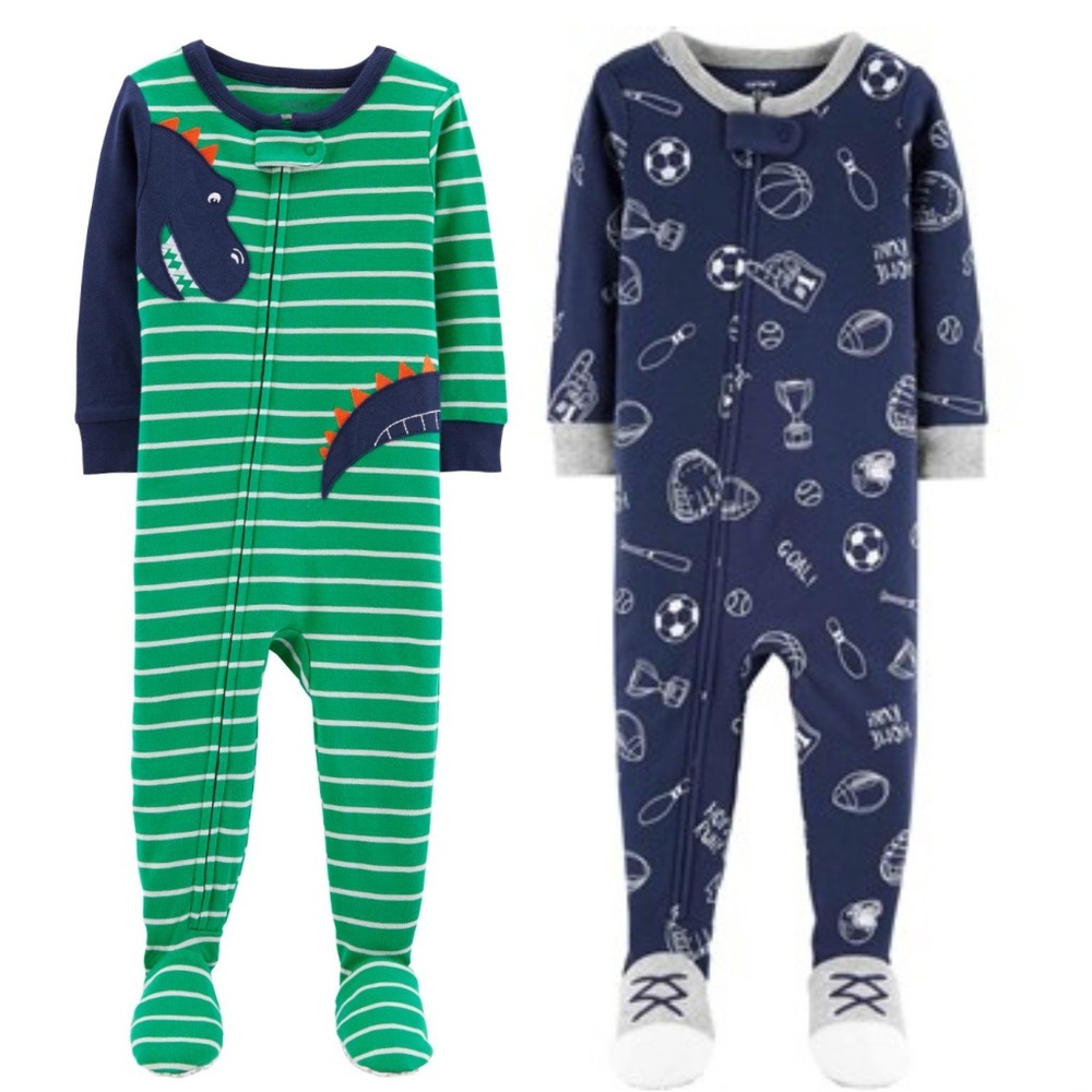 NEW NWT set of 2 Carter's cotton footies size 12 m